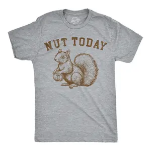 Mens Funny T Shirts Nut Today Sarcastic Squirrel Graphic Novelty Tee for Men Mens Funny T Shirts Cool Vintage Fashion T-Shirt Gift Classic Menswear Sarcastic Apparel for Men Funny Animal Short Sleeve Novelty Light Grey