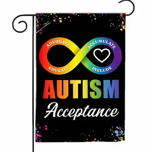 Autism Acceptance Garden Flag, Rainbow Infinity Neurodiversity Pride Yard Flag for Patio Porch Outdoor Decor