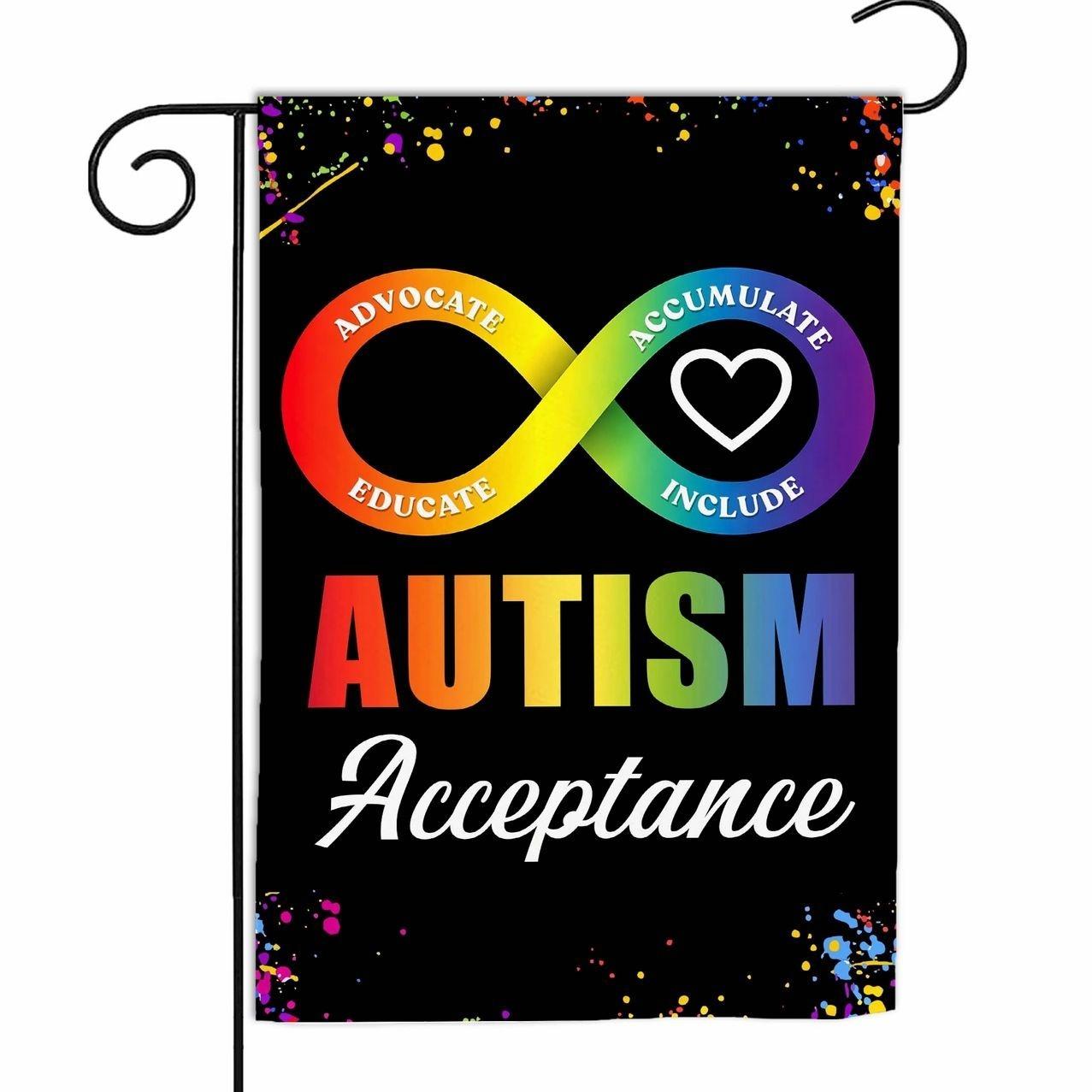 Autism Acceptance Garden Flag, Rainbow Infinity Neurodiversity Pride Yard Flag for Patio Porch Outdoor Decor Autism Acceptance Garden Flag, Rainbow Infinity Neurodiversity Pride Yard Flag for Patio Porch Outdoor Decor