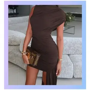 Women’s solid-color bodycon dress—an elegant, fashionable casual dress for daily outdoor wear; a ladies’ summer dress; women’s formal dress that conceals the tummy; princess-cut bodycon dress.
