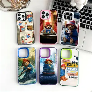 P-Paddington Bear Phone Case Holographic Silver Phone Case for iPhone17 16 15ProMax – Iridescent Rainbow TPU Protective Shockproof Anti-Fingerprint 2026 New Gift for Women men