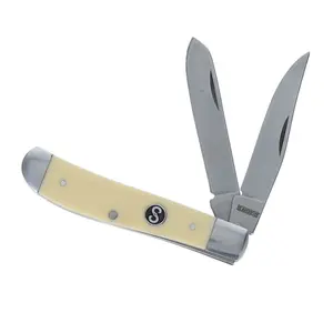 Scipio FRP0008CYD 2-Blade Pecos Trapper Pocket Knife - Friction-Reducing Polymer Handle & Bolstered Blades - Lightweight Jack Knife - High Tensile