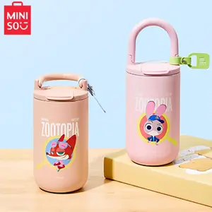 [New Year's gift] MINISO Zootopia Series Handled Insulated Water Bottle for Women (420ML), Cute and Stylish Stainless Steel Cup, Exquisitely Designed and Easy to Carry