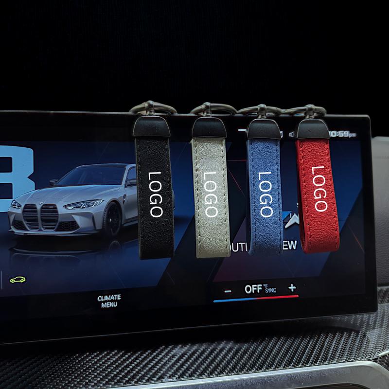 Valentine gift Alcantara Car Keychain with 4 Color Metal Rings & Bag Pendant Perfect for Car Enthusiasts with Multiple Logos