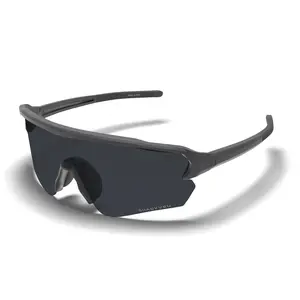 AERROW SD Half Frame Sports Super Dark TR90 Lightweight AR Anti-Glare Hydrophobic Lens Wraparound Sunglasses