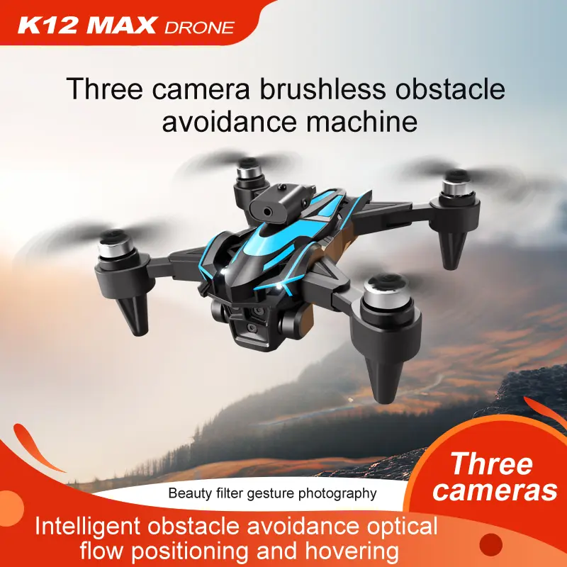 K12 MAX Brushless Obstacle Avoidance Drone - Triple Camera for Professional Aerial Photography