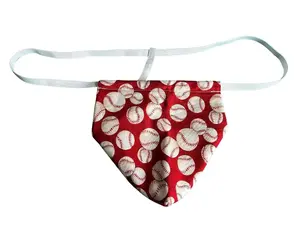 New Mens Red BASEBALLS String Thong Male Underwear