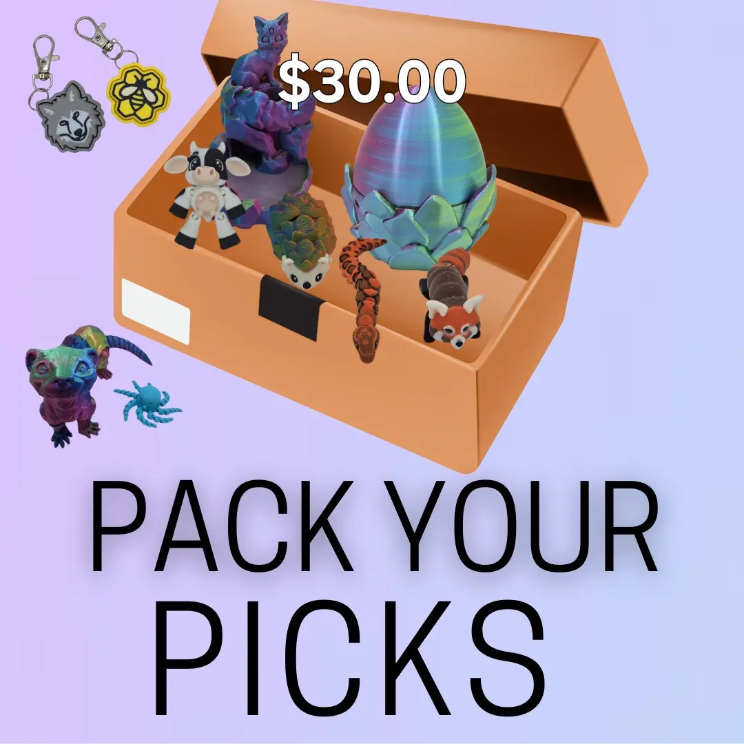 Thirty dollar Pack Your Picks live choose from dragons, minis, decor and fidgets mini animal
