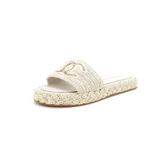 Pre-owned Chanel Women's CC Slide Mules Woven Raffia by Rebag