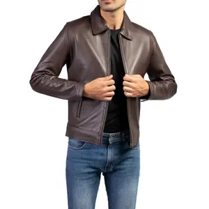 Men's Harrington Collar Shirt Premium Leather Jacket