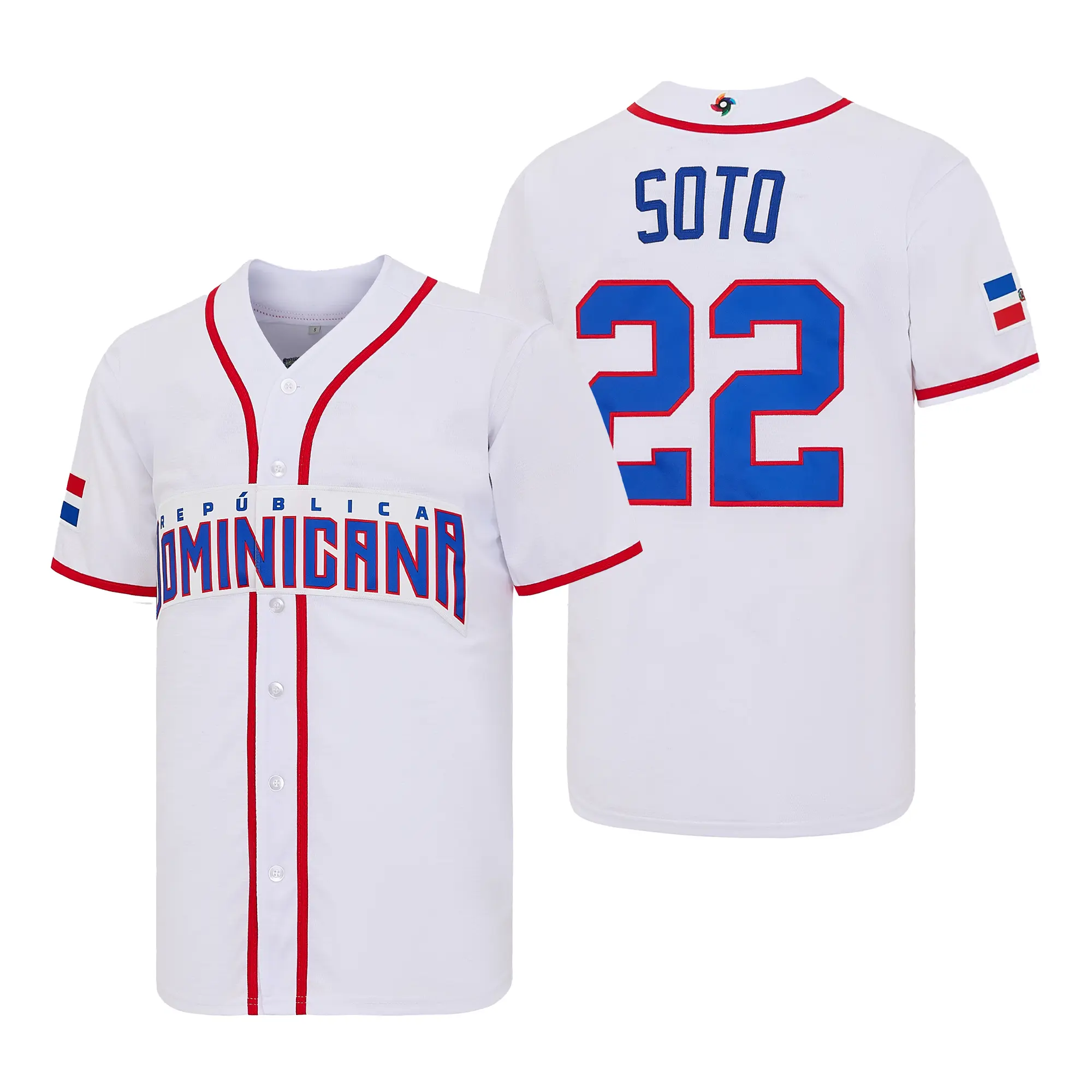 Men’s Dominican Republic Juan Soto #22 Baseball Jersey, Full Premium Stitched Embroidery, WBC National Team Fan Apparel