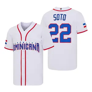 Men’s Dominican Republic Juan Soto #22 Baseball Jersey, Full Premium Stitched Embroidery, WBC National Team Fan Apparel