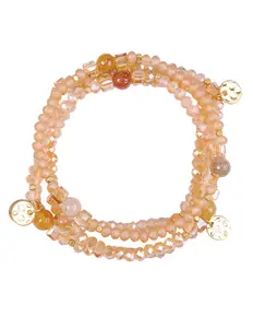The Collection Royal Peach Crystal & Charms Stretchy Bracelet