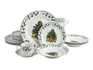 GIBSON 20-Piece Christmas Tree Trimming Dinnerware Set (108171.2)