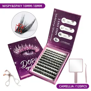 [Camellia One Box] Spiky Cluster Lashes 10-18mm Self Adhesive Waterproof Long Lasting Press On Lashes for Effortless Eye Makeup Application Camellia Spiky Cluster Lashes – One Box