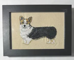Tri Color Corgi Dog Machine Embroidered and Framed!  Unique Canine Charm Tabletop Decor for Home or Office! Other Designs and Breeds Available! Desktop Decoration Signs