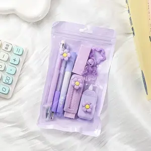 Seven-In-One Multi-Functional Stationery Set, Four Colors Available, Includes Push-Pull Eraser, Highlighter, Ballpoint Pen, Ideal for Creative Professionals