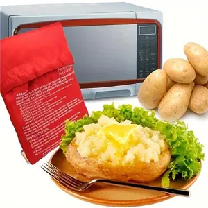 1 Large Microwave Potato Bag, Sweet Potato and Corn Heating Tool Bag, Microwave Cooking Bag, Easy to Clean and Quick to Use Microwave Potato Baking Bag, Reusable Potato Cooking Bag, Multi-layer Design, Bakes Perfect Fries in Minutes