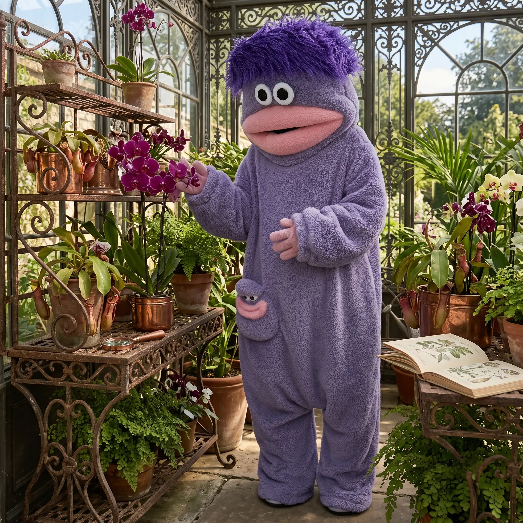 Funny Purple Monster Adult Onesie - Thick Fleece Couples Loungewear & Quirky Party Costume with Comb
