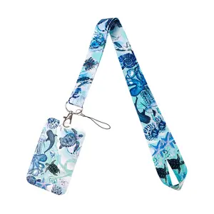 Blue Sea Turtle Neck Strap Lanyards Keychain Badge Holder ID Card Pass Hang Rope Lariat Lanyard for Key Rings Accessories Teachers Students Gifts