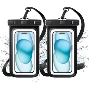2 Pack Universal  Phone Case for  17 Air 16 15 14 13 12 11 Plus Pro Max, IPX8 Cellphone Dry Bag XR X SE, Galaxy S23 S22 S21 S20+ S20 S10 Plus Note, Pixel up to 7" -Black