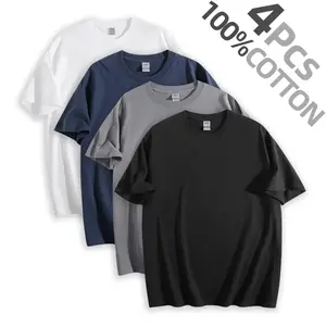 [4-Pack] Men's Heavyweight Short Sleeve T-Shirts Summer Cotton Crewneck Tees Soft & Durable Comfort Pack (S-3XL)