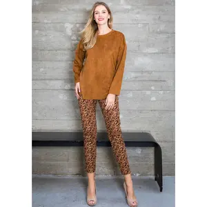 Annelise Stretch Suede Pant - Leopard