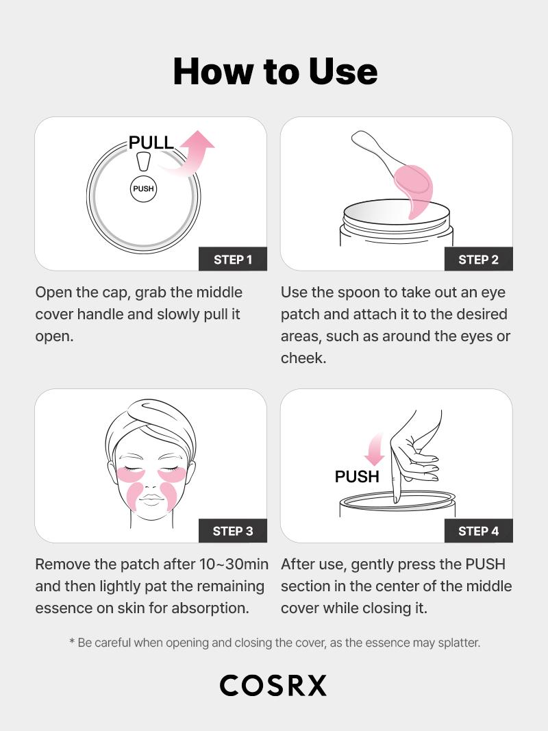 COSRX The Peptide Collagen Hydrogel Eye Patch 60 Patches Reduce Puffiness Hydrate Under-Eye Bags in 10 Minutes