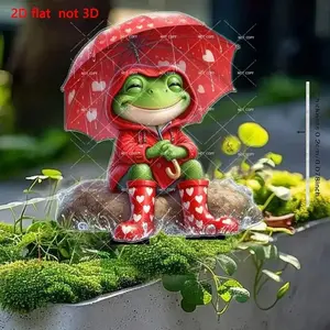 2D Printed Frog Umbrella Decoration for Garden, Yard and Indoor Plants, Ideal for Outdoor Holidays and Gifts for Friends