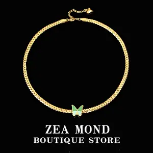 Titanium Steel Butterfly Resin Necklace for Women Men Trendy Unisex Fashion Jewelry Gift for Her Him DJY XL 9 Adjustable Chain Versatile Layering Pendant