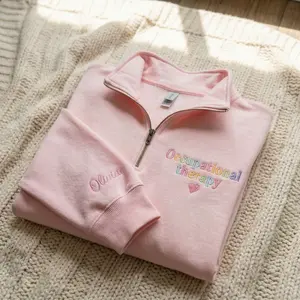 (Leave a note) Personalized Embroidered Occupational Therapy Quarter Zip, Custom OT & OTA Grad Sweatshirt, Therapist Teacher Gift