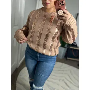 Tan gold sequin sweater