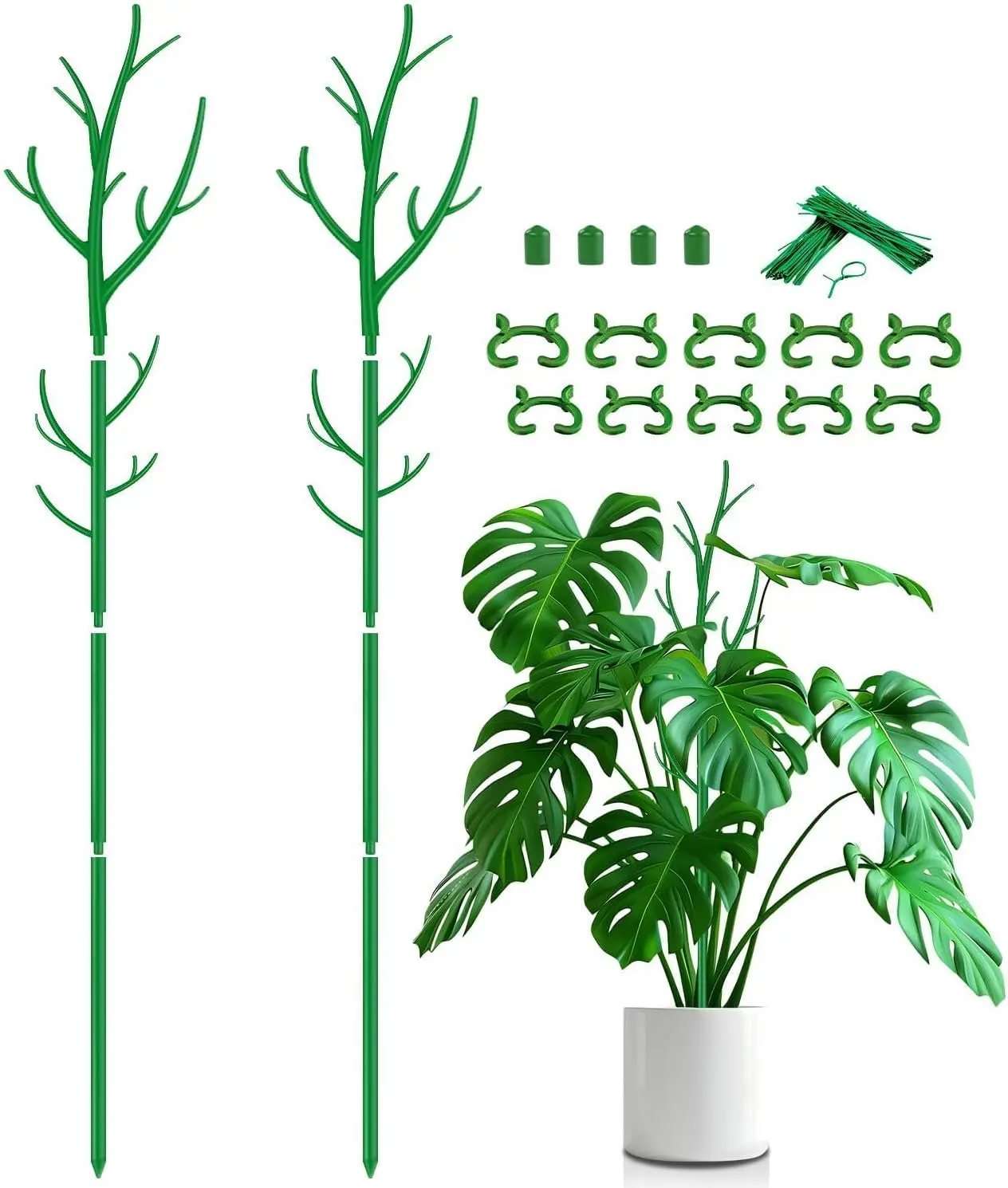 Support Stakes,Adjustable Height Branch Shape  rods for Small &Medium Monstera 2 3 4 Fee Tall Support Sticks for Climbing ,Garden Accessories,Alternative to Moss Poles,2 Sets 51"