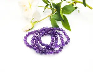 Amethyst Crystal Bracelet - 8mm Beads | Natural Gemstone Manifestation Bracelet | Natural Gemstone for Calm, Clarity & Spiritual Protection | Healing Properties | Gift for Adults | Women's Natural Crystal Bracelet Intention Stone Bead Bracelet Bracelet