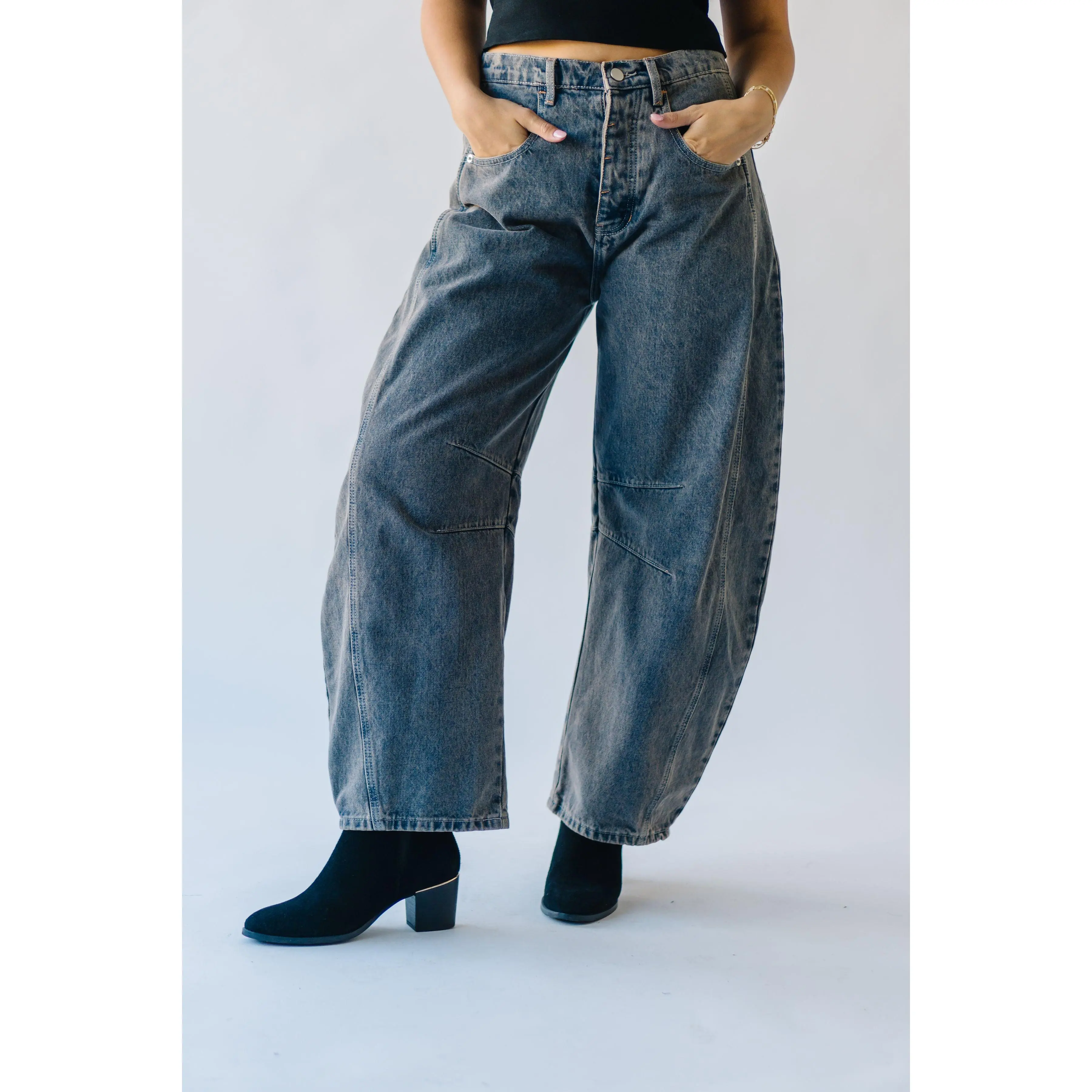 The Hagans Mid Rise Barrel Jean in Rustic Denim
