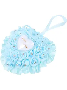 Say 'I do' elegantly 🤍 Heart-shaped artificial flower ring box mat with ribbon, for proposal, engagement, anniversary decoration, wedding party, church decoration, and photo prop, engagement Valentine's Day