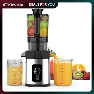 【Deals For You Days】COWSAR Cold Press Juicer, 4.35" Large Feed Chute Electric Juicer Machine, High Juice Yield Slow Masticating Juicer for Whole Vegetables & Fruits, Easy Assemble & Cleaning summerwins