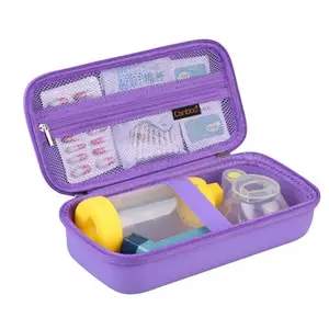Hard Case for Portable Nebulizer Handheld Mesh Inhaler Spacer Nebulizers Machine for Adults & Kids Travel Household Use, Protective Holder Bag with Mesh Pocket for USB Cable, Battery, Purple