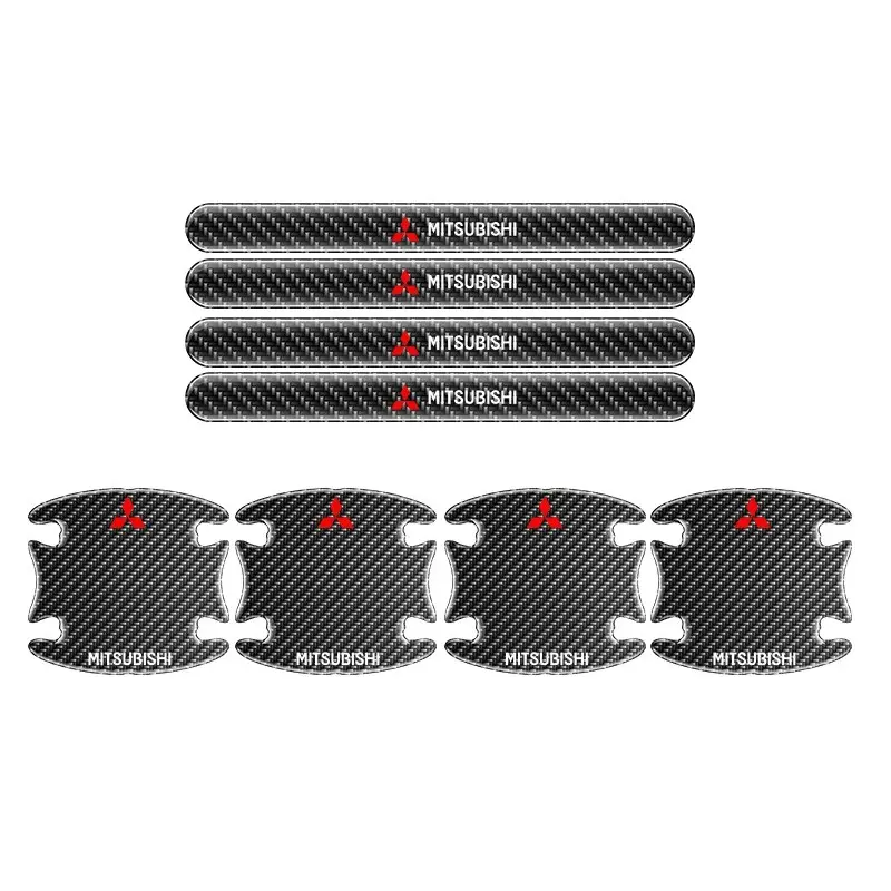 8pcs Car Door Handle Bowl Anti-collision Protective Stickers Car Decals Carbon Fiber Pattern For Mitsubishi Ralliart Lancer EX Outlander ASX Competition Outlander