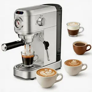 Professional Espresso Machine 20 Bar, Fast Heating Coffee Maker with Steam Milk Frother for Latte, Cappuccino & Macchiato, Compact Home Espresso Machine, Silver