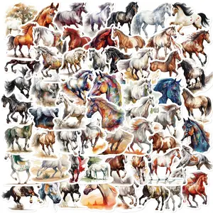 Horse Pattern Graffiti Sticker, 60pcs/set Waterproof Self Adhesive Decor Paper, Decor Sticker for Gift Greeting Card Water Bottle Laptop Phone