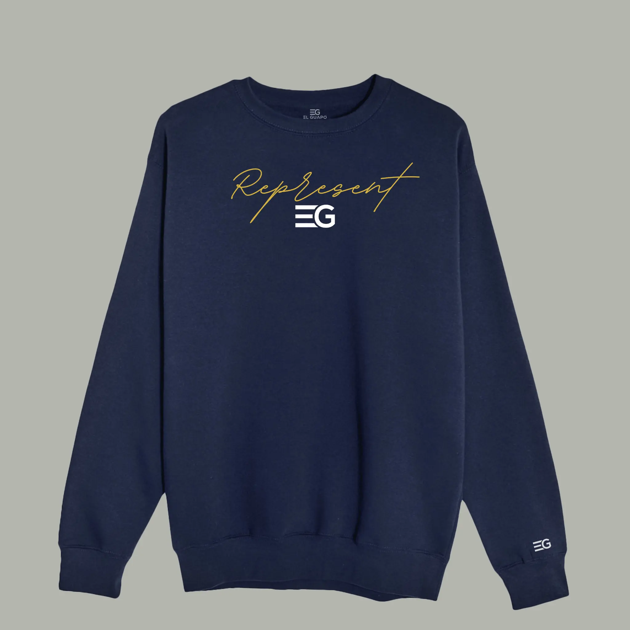 Represent Premium Sweatshirt - Navy, Ribbed Fabric, Graphic Design, Long Sleeves, Suitable for Men