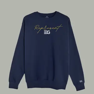 Represent Premium Sweatshirt - Navy, Ribbed Fabric, Graphic Design, Long Sleeves, Suitable for Men