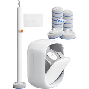 Disposable Toilet Cleaning System - Toilet Wand Kit with 18 High-Performance Refills, Wall Mounted Brush and Holder for Deep Cleaning Bathroom (Brush + 18 Refills)