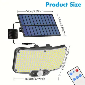 Split-type Smart Outdoor Solar 234 LED Wall Light 3 Modes Lamp Waterproof Motion Sensor Security Sunlight Yard Induction Street Light Dusk Night Emergency Wall Lamp Outdoor light Step Flood Lights Motion-Sensor Floodlight Roof Lamps with Remote