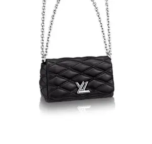 Pre-owned Louis Vuitton Go 14 Black/Silver Diamond Quilted Full Leather Chain Bag