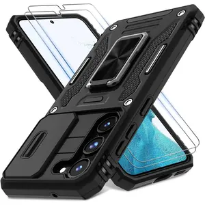 Rotatable Kickstand Phone Case with 2 Counts Screen Protectors, 1 Count Shockproof Phone Protective Cover, Phone Accessories for Samsung Galaxy S25 Ultra S24 Ultra S23 Ultra S22 Ultra S21 S20 Ultra, Casing