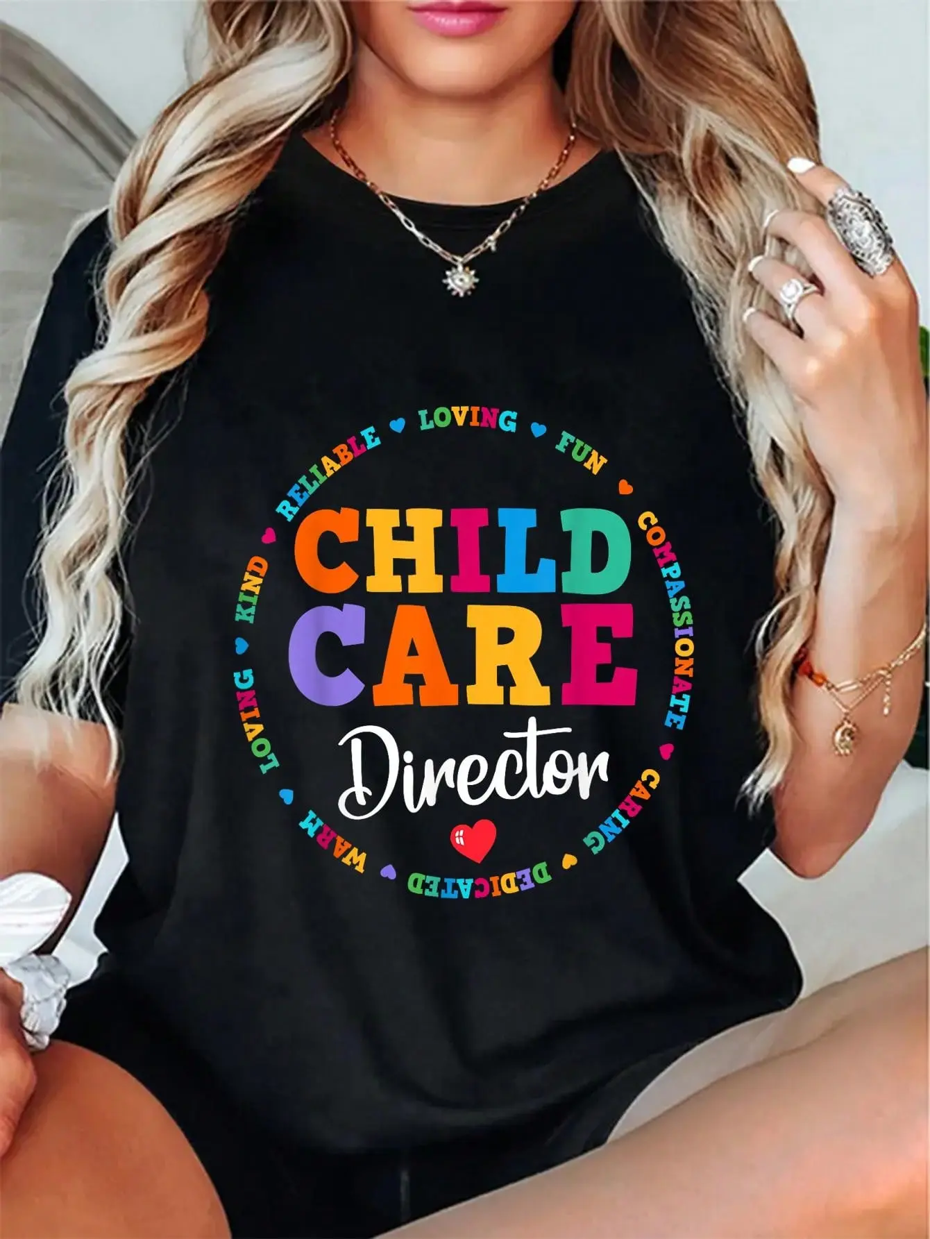 Women's 100% Cotton Funny Graphic Short Sleeve T-Shirt - Casual Vintage Loose-Fitting Large Pull-On Tee for Teachers, All Seasons Streetwear Top