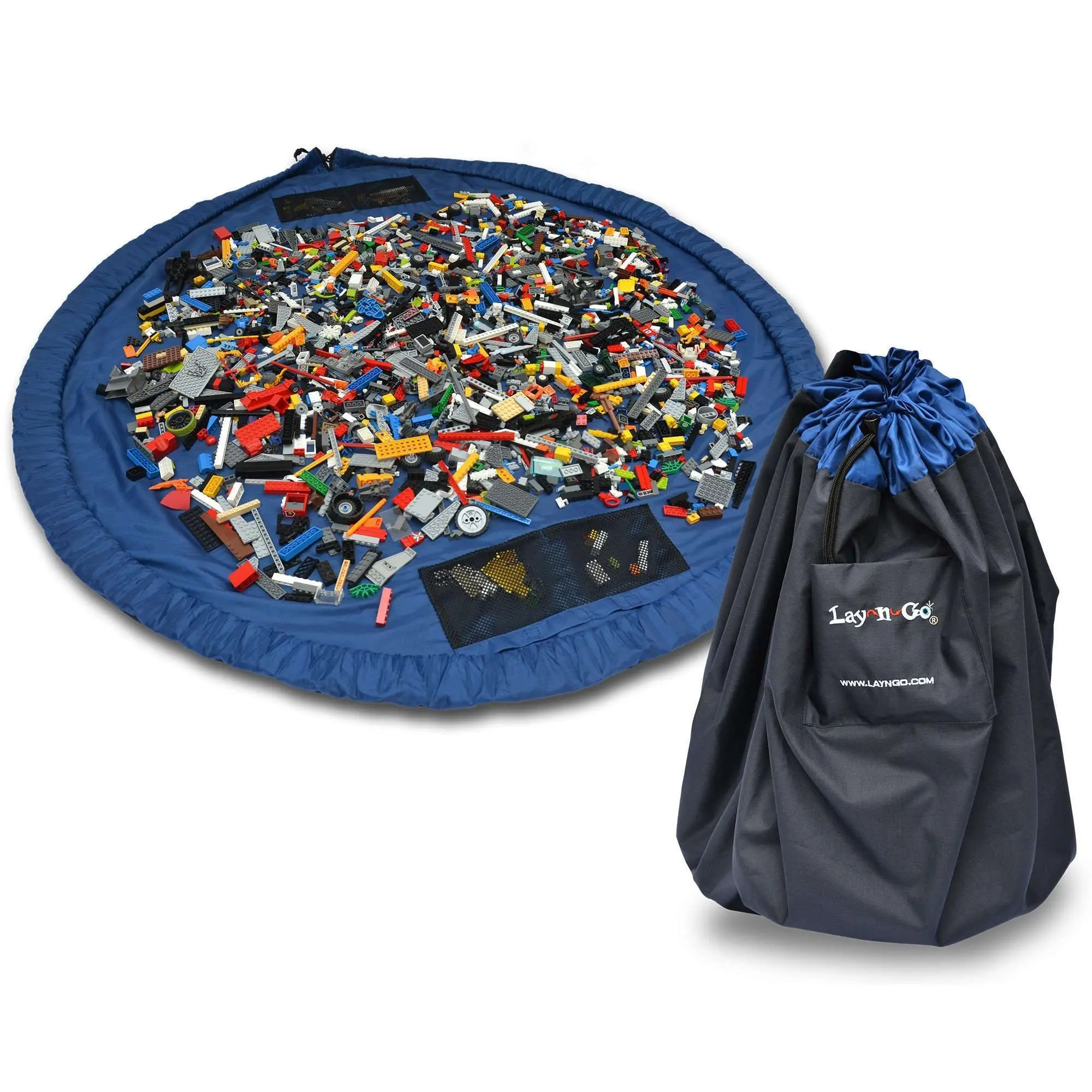Lay-n-Go LARGE 60" Giant Kids Toy Bag – Massive Drawstring Floor Mat for Toy Storage, Playroom Cleanup, and Toy Organization