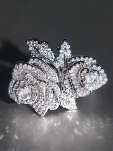 1 PC Pretty Cubic Zirconia Flower Ring For Women For Wedding Engagement Party Jewelry Valentine's Day Gift Unique Rings